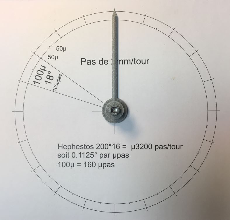 200µ est égal à 2 grandes graduation soit 36° ou 54,9mm sur la couronne extérieure